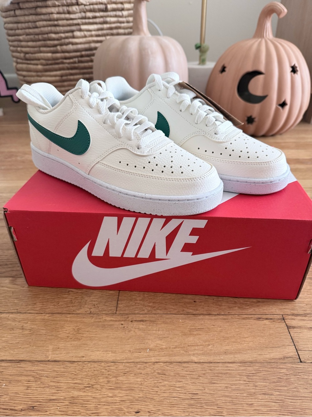 NWT Nike Court Vision Low Sneakers with Green Swoosh